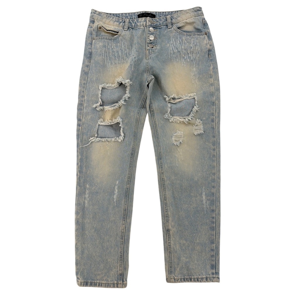 B Flawless Distressed Jeans Size 8 Blue Acid‎ Wash Y2K Grunge Streetwear Retro